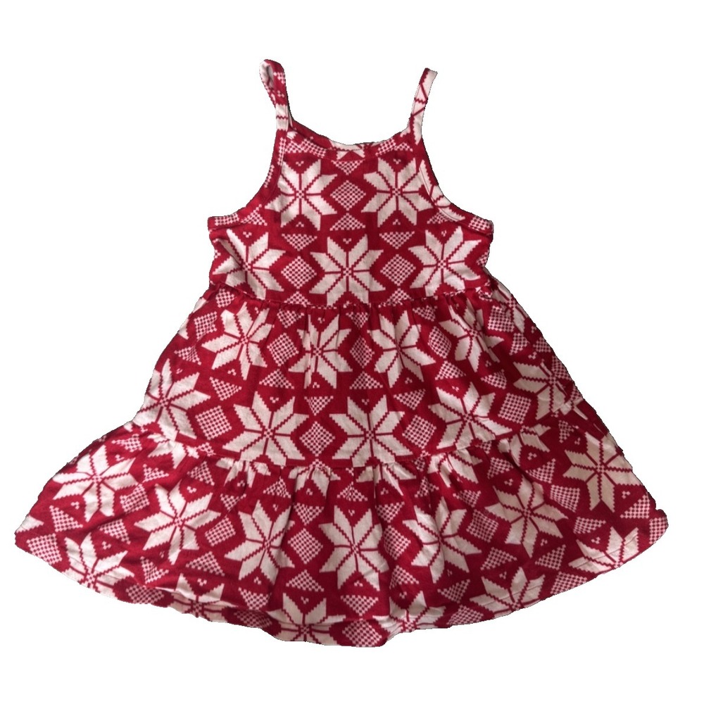 Hanna Andersson Girls 100% Cotton Red & White Scandi Print Sundress Sz 3T